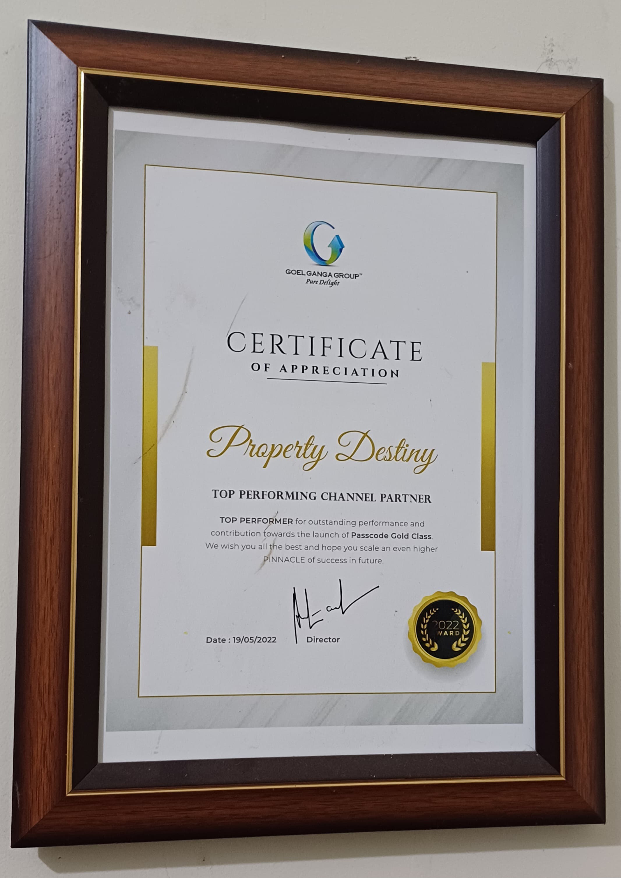 Appreciation from Goel Ganga Group