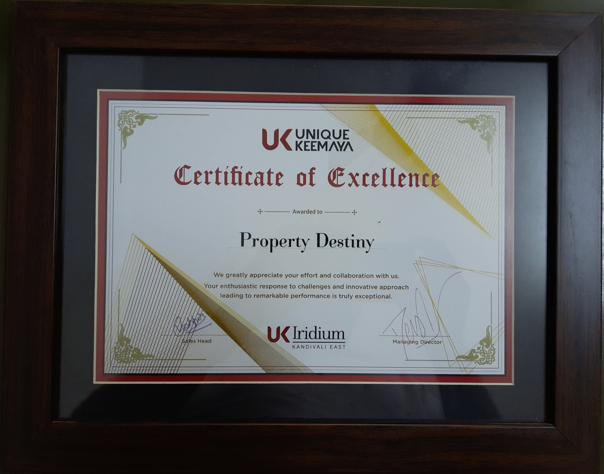 Appreciation from Unique Keemaya