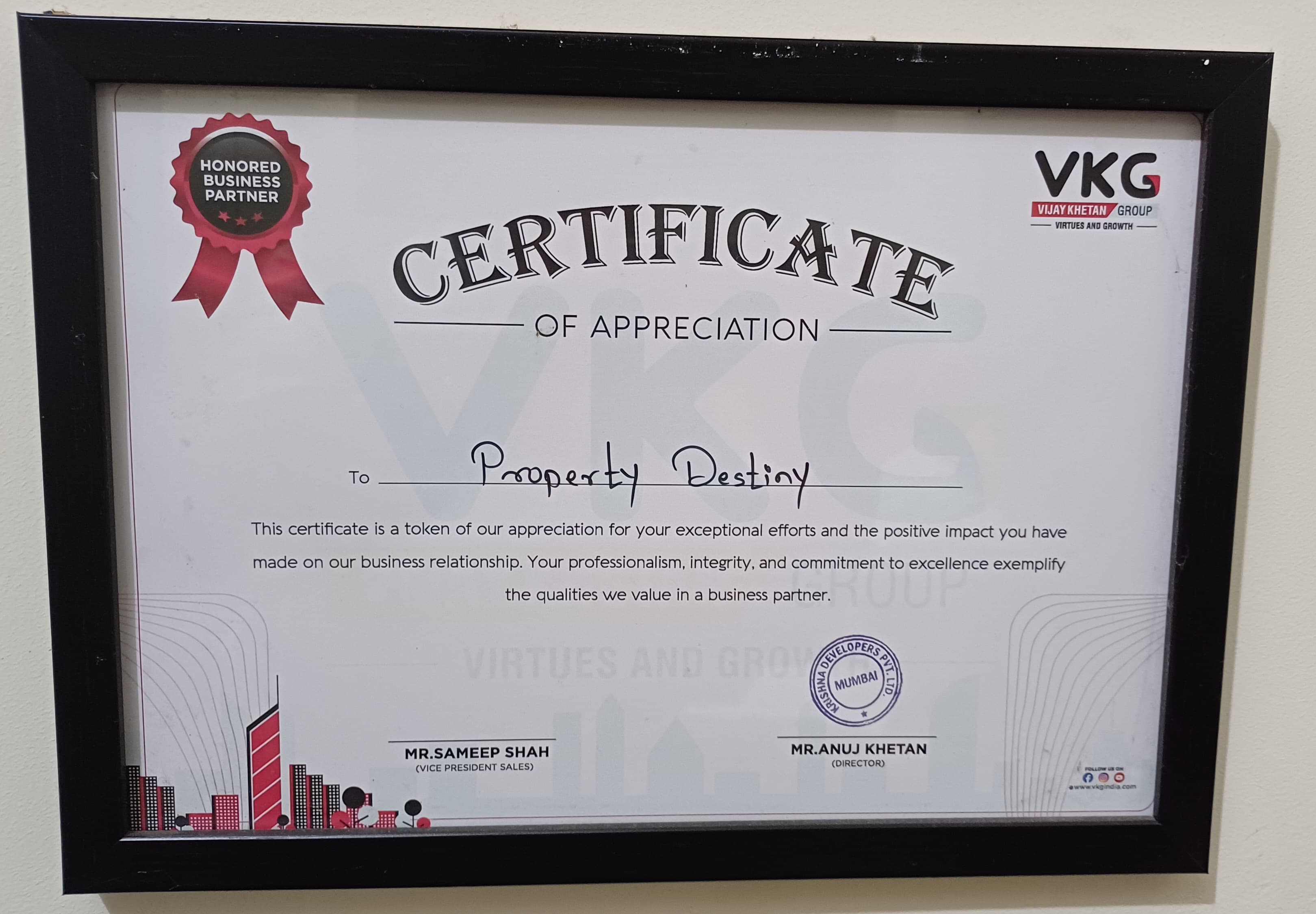 Appreciation from VKG Group